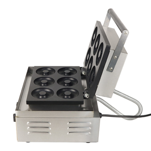 Mini máquina para hacer rosquillas comerciales eléctricas, máquina para hacer gofres Manual de comida rápida, 6 uds, fabricante de <span class=keywords><strong>donuts</strong></span> - Product Image 3
