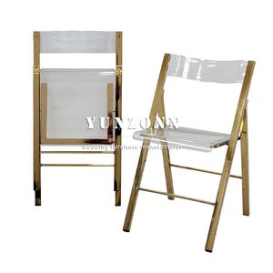 بيع بالجملة تصميم جديد إطار ذهبي وفضي كراسي أكريليك قابلة للطي شفافة لتناول الطعام - Product Image 2