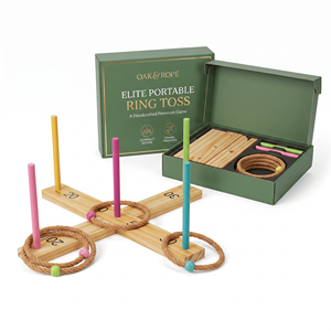 Jeu de lancer d'anneaux en bois personnalisé avec logo, vente en gros OEM ODM, pour extérieur, jardin, fête familiale, jouet interactif de lancer d'anneaux - Product Image 4