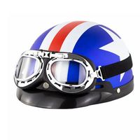 Casque de moto classique unisexe léger et ouvert, homologué DOT, pour femmes et hommes, en cuir semi-rétro vintage