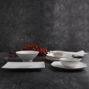 Elegante juego de vajilla de cerámica mate con patrón de hojas Frost Technic cuencos de sopa y plato vajilla para uso en restaurante - Product Image 4