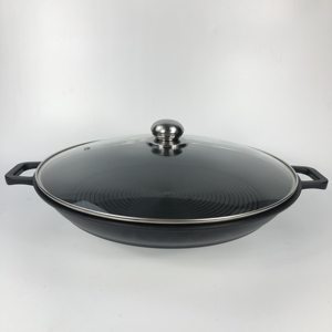 <strong>36</strong> cm Round Grill Plate Stove Griddle with Glass Lid Nonstick Seafood <strong>Paella</strong> <strong>Pan</strong> with Grips for Steak BBQ - Product Image 3