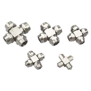 LiYuan Pneumatic <b>Quick</b> Connect Four Way Fitting 6mm 8mm 10mm 12mm Cross Shape Copper Fittings - Product Image 2