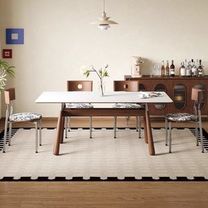 Bauhaus Style Walnut Rectangular Solid Wood Dining Table With Storage For Home Use - Product Image 4