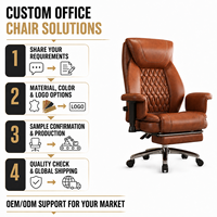 Chaise de bureau de direction ALINUNU de luxe en cuir marron avec repose-pieds rétractable, dossier haut, ergonomique, chaise de patron