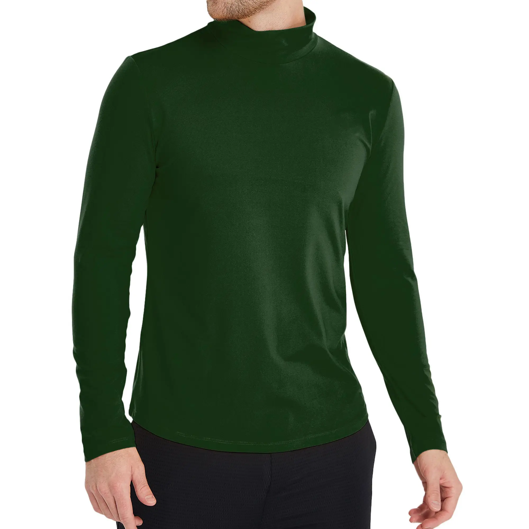 Men casual slim Turtleneck design is fashion and warm long sleeve tops pullover high quality breathable solid color Tshirt-06087