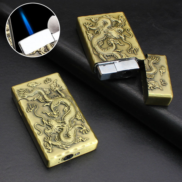FJ754 Modern Design Style Metal Windproof Lighter Direct Injection Inflatable Set for Business Gifts Carving Process Wholesale