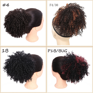 Tổng hợp Puff afro ngắn kinky xoăn chignon tóc Bun dây kéo <span class=keywords><strong>ponytail</strong></span> bọc sợi tóc tóc Bun phần mở rộng - Product Image 2