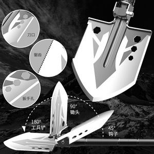 Juego de pala y hacha multifunción plegable, herramienta portátil para acampar al aire libre con cuchillo, destornillador y brújula - Product Image 2