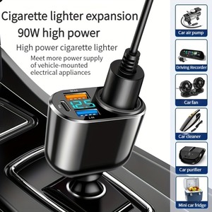 66W <strong>USB</strong> Car Charger QC3.0 PD30w Car <strong>Cigarette</strong> <strong>Lighter</strong> <strong>Socket</strong> Splitter Charger Adapter Power <strong>Socket</strong> with LED Display Custom Logo - Product Image 3