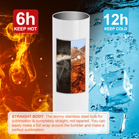Gobelets droits en acier inoxydable blancs de 20 oz / 30 oz pour sublimation, avec pailles, vente en gros depuis l'entrepôt américain