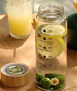 Bouteilles d'eau en verre de 32 oz/1 L avec marqueur de temps motivant, anti-fuite, réutilisables, avec bouchon à vis pour adultes - Product Image 6