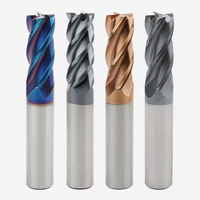 Fraise à queue en carbure de tungstène massif à 4 dents, revêtement AlTiN, pour usinage CNC de l'acier dur 60HRC, fraisage en montée, OEM