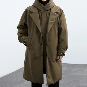 <b>Long</b> Casual Fashion Casual Winter Plus Size Stand Collar Windbreaker Warm Outerwear <b>Men's</b> Winter <b>Jacket</b> Coat with Hood - Product Image 2