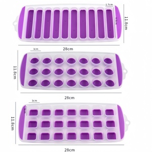 Lot de 3 moules à glaçons flexibles à démoulage facile, 21 compartiments, forme allongée, en plastique et TPR - Product Image 2