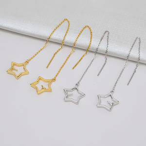 S925 <b>Silver</b> DIY Accessories 4.5-5.5 Pearl Semi-Finished Product Five-Pointed Star <b>Long</b> Tassel <b>Earrings</b> with Hollow Holder - Product Image 1