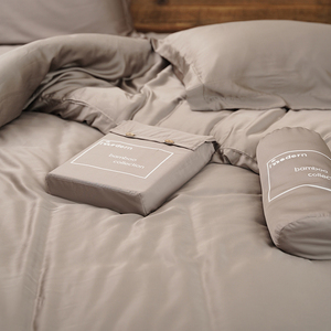 Juego de faldas de cama de bambú orgánico <span class=keywords><strong>Lyocell</strong></span> 100%, Color personalizado, con infusión de cobre y cierres de cremallera, juegos de funda Nórdica - Product Image 5