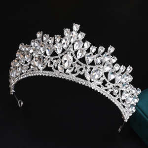 Couronnes de concours de beauté de style baroque euro-américain, couronnes de luxe somptueuses en cristal de <span class=keywords><strong>diamant</strong></span>, diadèmes en alliage, accessoires de cheveux de mariée étincelants - Product Image 5