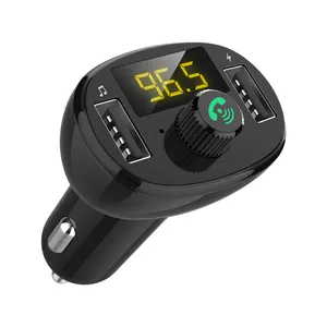 Toptan bluetooth 5.0 mp3 çalar-Araba kablosuz FM verici MP3 çalar Bluetooth 5.0 adaptörü müzik çalar eller serbest arama ile 2 USB şarj portu araç kiti