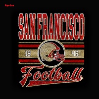 Transfert thermocollant scintillant avec strass pour équipe de football SF 49ER, applique bling pour vêtements de supporter