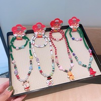 Ensemble de bijoux de Noël pour enfants Collier de wapiti en perles faites à la main pour petite fille et bébé pour enfants