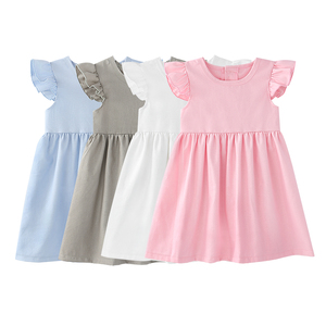 Vestidos de niñas de estilo simple personalizados, vestidos de algodón de lino para niñas pequeñas, ropa de niñas de verano transpirable al por mayor para niños pequeños - Product Image 3