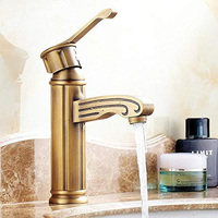 Robinet mélangeur de salle de bain rétro en laiton massif bronze antique à poignée unique de haute qualité