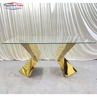 Vente en gros de console de commande et table de salle à manger en verre miroir pour hôtel familial couloir d'entrée doré au design moderne et luxueux