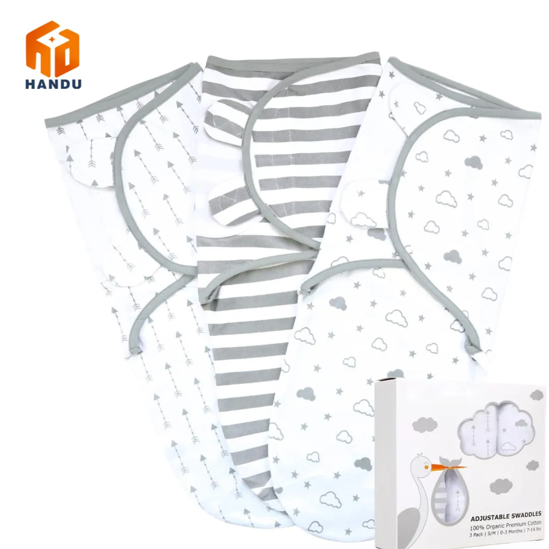 Sac de couchage 100% coton unisexe pour bébé, couverture d'emmaillotage réglable pour nouveau-né