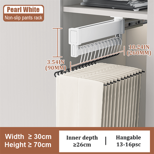 HNOSS Glissière télescopique pour vêtements, cintre pour pantalons, quincaillerie, garde-robe, penderie, <span class=keywords><strong>porte</strong></span>-<span class=keywords><strong>pantalon</strong></span> en fer - Product Image 3