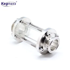 Kegmaxs 1.5" in-Line Sight Glass with Clamp End, Flow Sanitary Straight Sight Glass Tri-clamp, with 2 pcs 1.5" Tri-clamp