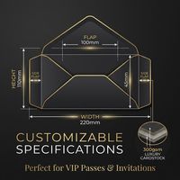Passe VIP personnalisées en papier noir avec dorure à chaud, sérigraphiées et logo en relief pour mariages et événements d'entreprise