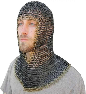 Chainmail แบบเต็มรูปแบบ coif ฮู้ดแบบกำหนดเองขายส่งโมเดลกำหนดเองคอสเพลย์เหล็กอ่อนเกราะ - Product Image 1
