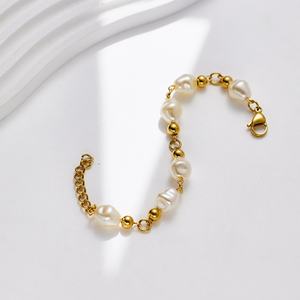 New Design Wholesale Anti-Allergy PVD <b>Gold</b> Plated Stainless Steel Custom Beads <b>Bracelet</b> With Logo - Product Image 3