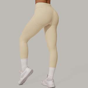 Legging Yoga Spandex/nilon elastis wanita, celana legging Yoga dan Bokong pinggang tinggi warna polos, cepat kering, Nyaman, ramah lingkungan, anti UV untuk wanita - Product Image 4