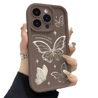 Coque antichoc tendance style Ins avec motif papillon rayé et couleurs bonbon pour iPhone 18 17 16 15 Pro Max 14 13 12 11