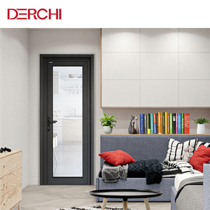 Portes intérieures en verre fumé bon marché de Foshan, cadre en aluminium blanc, portes de salle de bain, portes intérieures d'hôtel, <span class=keywords><strong>porte</strong></span> française à <span class=keywords><strong>double</strong></span> battant - Product Image 5