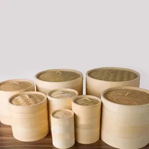 Panier à vapeur en bambou pour boulettes, petits pains et pâtisseries, 10 pouces, 2 niveaux