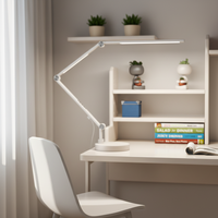 Lampe de bureau LED DC double lumière, moderne et simple, à bras réglable, protection oculaire, flexible, pour études, chambres et bureaux, 4 modes d'éclairage