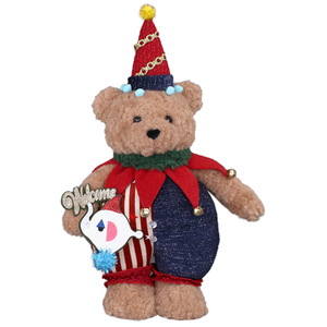 Ours en peluche Zaves <span class=keywords><strong>de</strong></span> 13 pouces, style mignon, décoration <span class=keywords><strong>de</strong></span> Noël avec chapeau <span class=keywords><strong>de</strong></span> <span class=keywords><strong>clown</strong></span> <span class=keywords><strong>de</strong></span> cirque, pose debout - Product Image 1