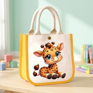 Sac fourre-tout en toile écologique pour enfants Girafe - Amusant et fonctionnel, capacité moyenne, rangement pour enfants toutes saisons - Product Image 2