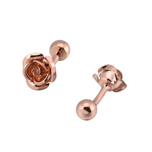 Mancuernillas <span class=keywords><strong>de</strong></span> Camisa Francesas <span class=keywords><strong>de</strong></span> Lujo para Hombre, con Diseño <span class=keywords><strong>de</strong></span> Rosa y <span class=keywords><strong>Pie</strong></span> Redondo <span class=keywords><strong>de</strong></span> Latón, para Bodas - Product Image 4