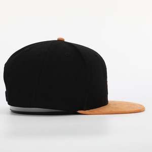 Vente en gros OEM Custom 6 Panel Plain Embroidery Patch Logo Noir en coton à bord plat en daim Gorras Snapback Hat Caps - Product Image 4