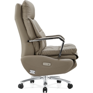 Silla eléctrica de oficina de cuero genuino de gran tamaño, silla de oficina ergonómica giratoria eléctrica reclinable, venta al por mayor