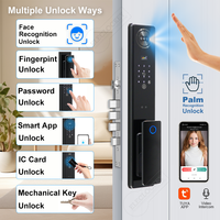 Serrure de porte intelligente avec interphone vidéo WiFi Tuya App, reconnaissance faciale 3D, reconnaissance de la paume de la main, reconnaissance d'empreintes digitales automatique, serrure intelligente pour usage domestique