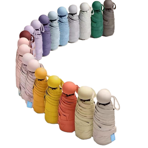 Parapluie miniature personnalisé mignon en gros, manuel, capsule, anti-UV, poignée en plastique, polyester, petit parapluie pliable 5 fois, soleil et pluie - Product Image 1