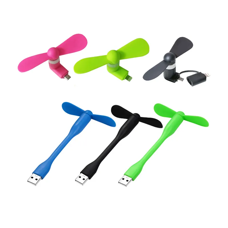 2 Trong 1 Du Lịch Mùa Hè Type-C Điện Sạc Điện Thoại Di Động Mát Di Động Cho Iphone Android Mini Hand USB Fan