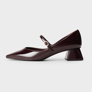Chaussures Mary Jane en <span class=keywords><strong>cuir</strong></span> verni pour femmes, bout carré avec talon, confortables et simples, personnalisables en couleur et en style - Product Image 1