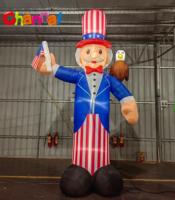 Figure patriotique explosée du jour de l'indépendance avec lumières LED intégrées, décor de cour de jardin extérieur pour la célébration du 4 juillet
