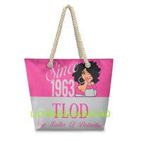 Sac fourre-tout en toile de chanvre TLOD Sorority de haute qualité, personnalisé, pour femmes de distinction, réutilisable, pour le shopping ou le week-end